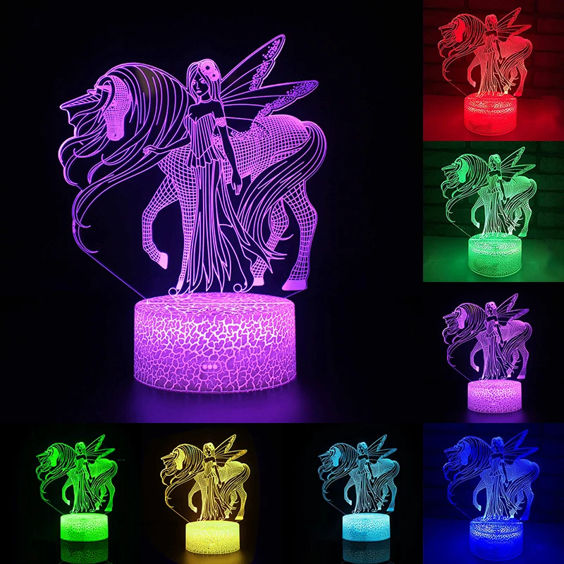 NovetlyLight 3D лампы с единорогом, Светильники для спальни, 7 цветов, Сменные лампы, рождественский подарок для детей, дистанционное управление, огни для детей