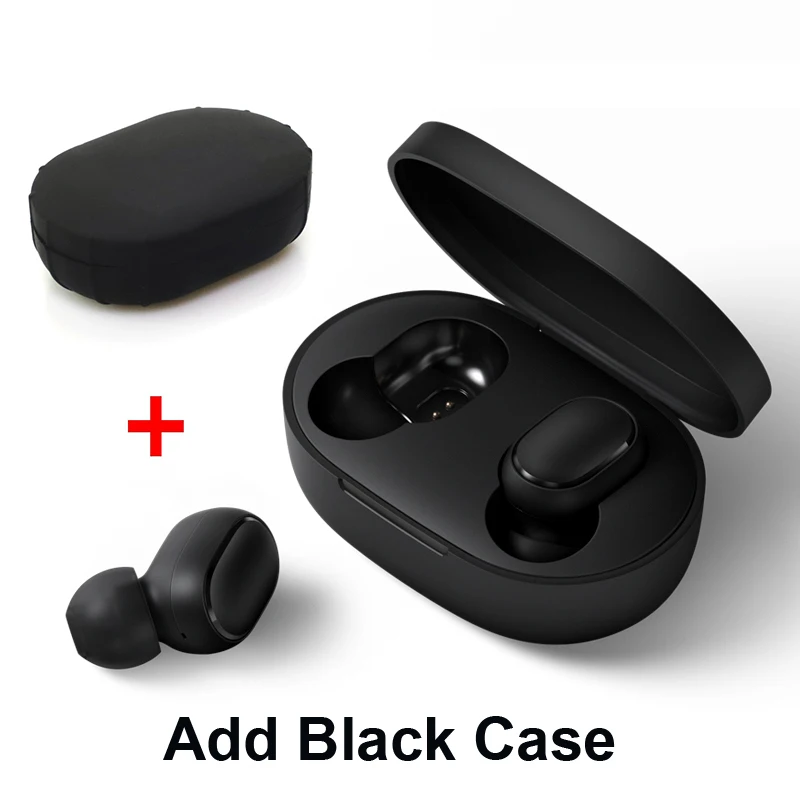 Xiaomi Redmi Airdots TWS Bluetooth наушники стерео басы BT 5,0 Eeadphones с микрофоном Handsfree Наушники управление AI - Цвет: Add black case