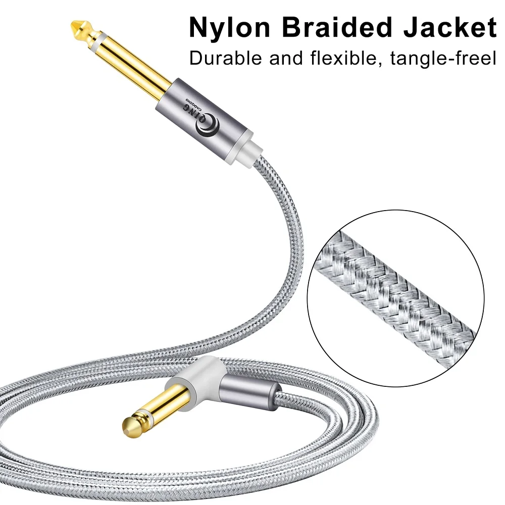 gitarre kabel 65mm jack audio kabel nylon geflochtene 635 gitarre instrument kabel für elektrische gitarre mixer verstärker 635mm kabel f