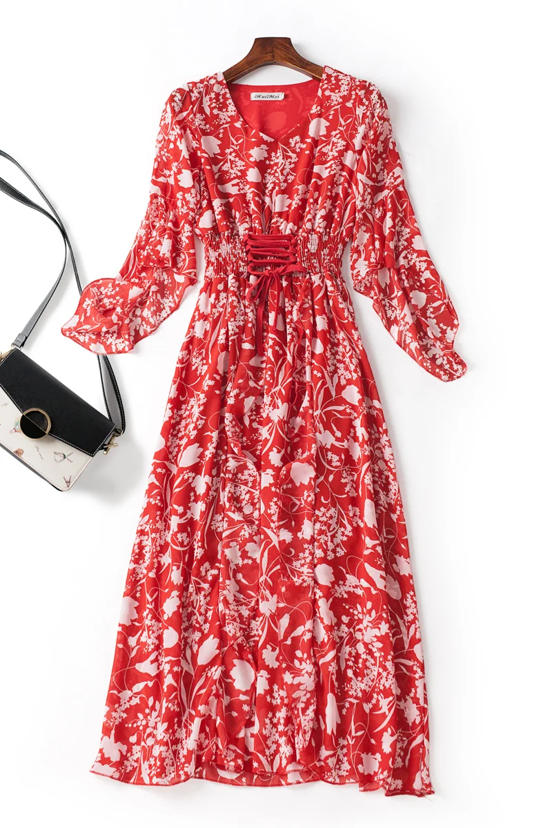 

French Small Flower Chiffon Light Mature Style Dress Temperament Goddess Model This Summer Skirt 2021 Summer