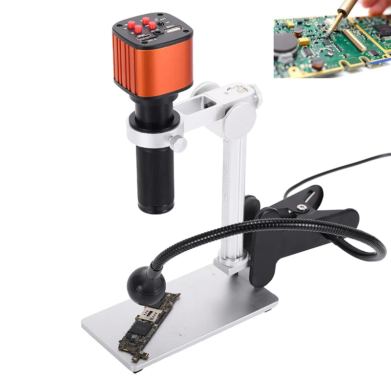 

16MP Electronic Microscope with 150X Lens Table Stand HDMI-Compatible Microscope Camera Kit for PCB Phone Repair Soldering
