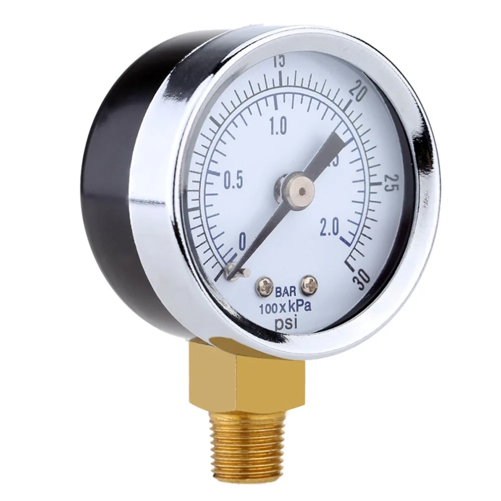0~30PSI 0~2Bar Air Compressor Gauge 2" Face Side Mount 1/4" NPT Hydraulic Compressed Pressure Tester Measurer | Инструменты