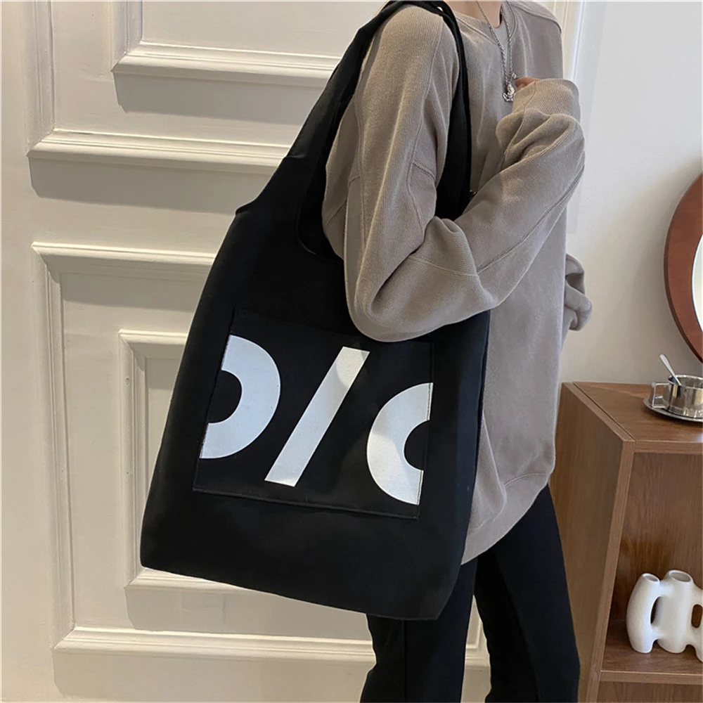 

Women Canvas Shoulder Bag Letter Series Handbag Eco Large Capacity Shopper Harajuku Style Bag Student Canvas Tote Bag