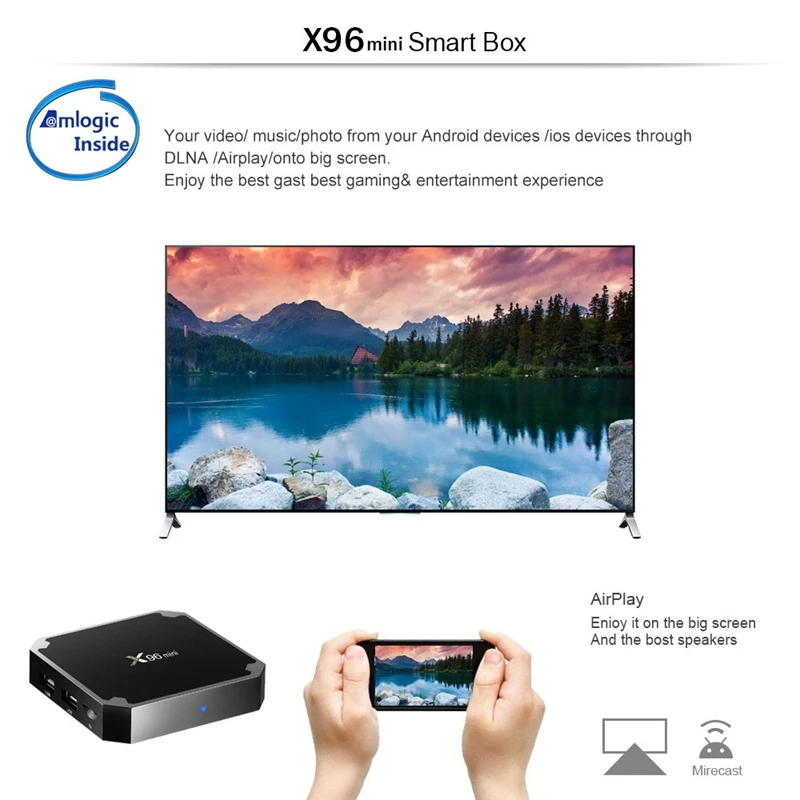 ТВ-приставка X96 Mini 4K Android 7.1.2 Интернет-медиаплеер 2 4 ГГц Wi-Fi 16 ГБ европейская вилка |