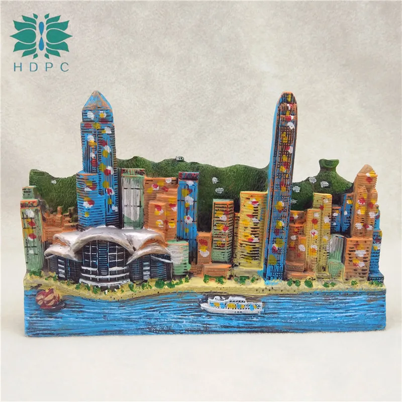 

China Tourism Souvenirs Hong Kong Building Model Resin Ornaments Home Room Table Decoration Gifts