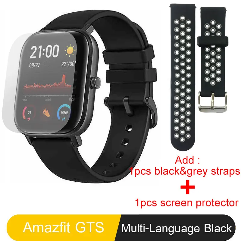 Add BlackGrey Strap Глобальная версия Amazfit GTS Смарт-часы 5ATM водонепроницаемые плавательные умные часы 14 дней батарея управление музыкой для телефона Xiaomi IOS - Цвет: Add BlackGrey Strap