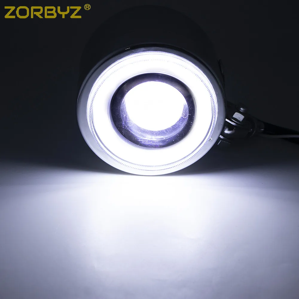 ZORBYZ Motorcycle Chrome LED Metal Front Headlight Spot Fog Light Angel Eye Aperture Lamp For Cafe Racer Bobber Chopper Custom |