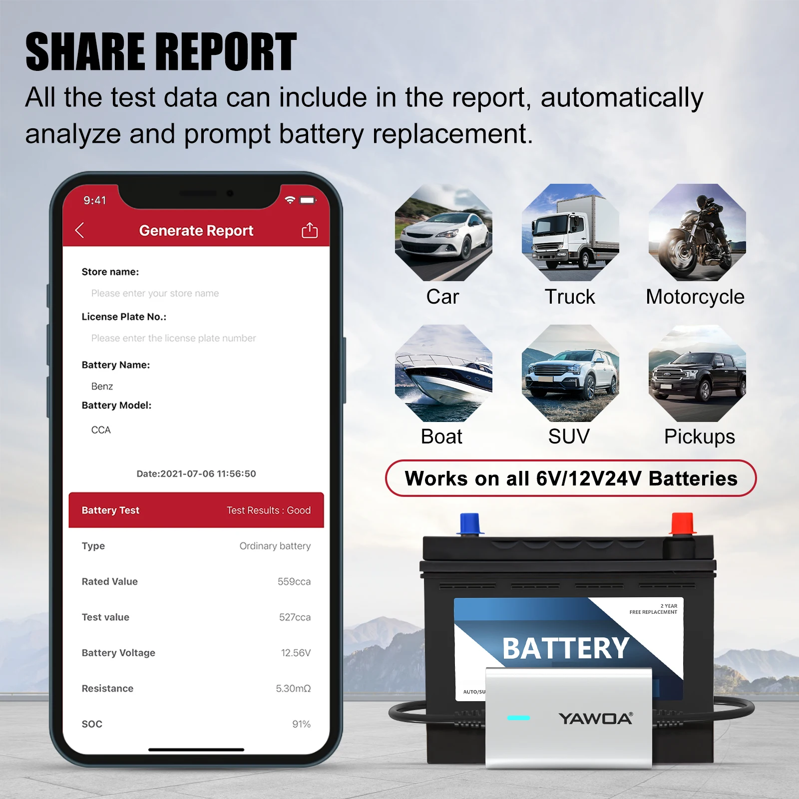 Тестер автомобильного аккумулятора Bluetooth 4 2 6 в 12 В 24 BM500 | Автомобили и мотоциклы