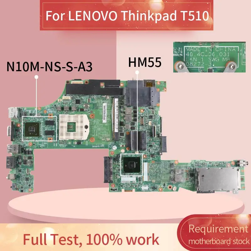 63Y1545 материнская плата для ноутбука LENOVO Thinkpad T510 Материнская 08273 3 HM67 N10M NS S A3