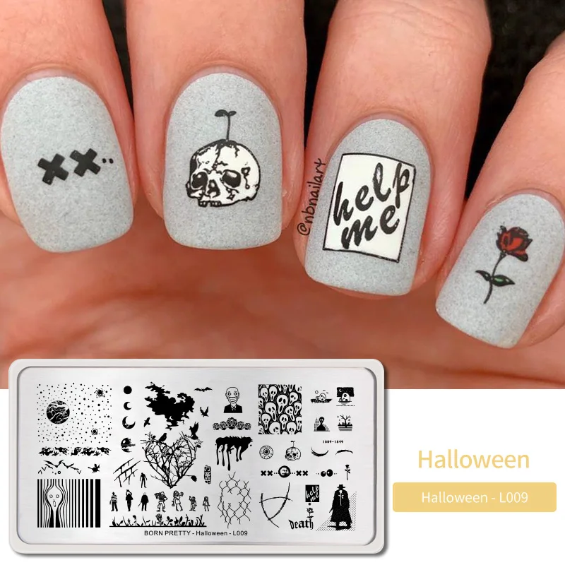 Halloween12 BORN PRETTY дизайн ногтей штамп штамповка шаблон цветок геометрии любовь DIY маникюр изображение пластины из нержавеющей стали дизайн ногтей трафарет - Цвет: Halloween12