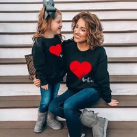 autumn family matching tops love mothermom daughter sweatshirts cotton mommy and me clothes woman girls long sleeve t shirts