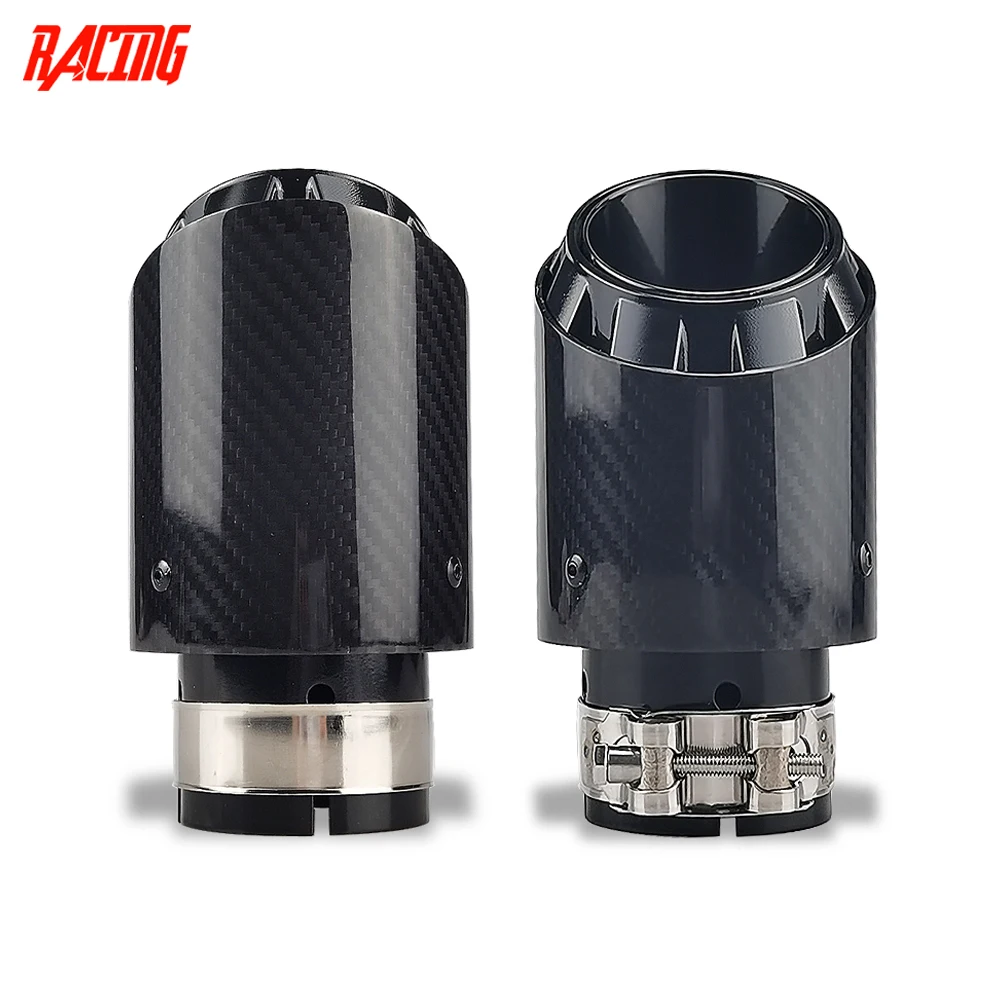 

1 Piece Latest 3 Layer Design Twill Glossy Carbon Car Mufflers Tip Universal Stainless Black Exhaust Pipe Muffler Nozzle