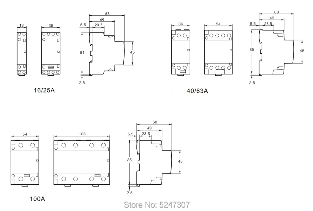 AC контактор для дома CT1-63 4P 32A 40A 63A переключающий контакт 220 v 3NO1NC 4NO 4NC 2NO2NC рельс монтажа