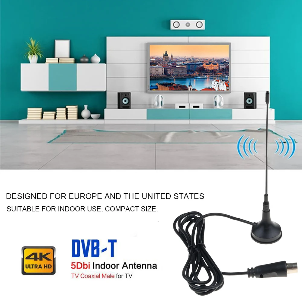 

Mini TV Antenna DVB-T2 5DBi Indoor Antenna Aerial Digital For DVB-T TV HDTV Easy To Install