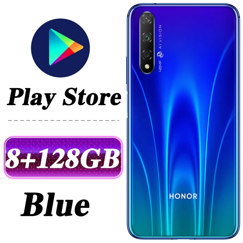 8G 128G blue Honor 20 S мобильный телефон honor 20 S 6,26 дюймов Восьмиядерный Android 9,0 отпечаток пальца ID GPU Turbo 3,0 Google play 20 Вт Быстрая зарядка - Цвет: 8G 128G blue