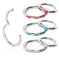 1pc full cz gem seamless ring hoop silver color 16g 6 10mm seamless ring hoop women fashion jewelry titanium steel