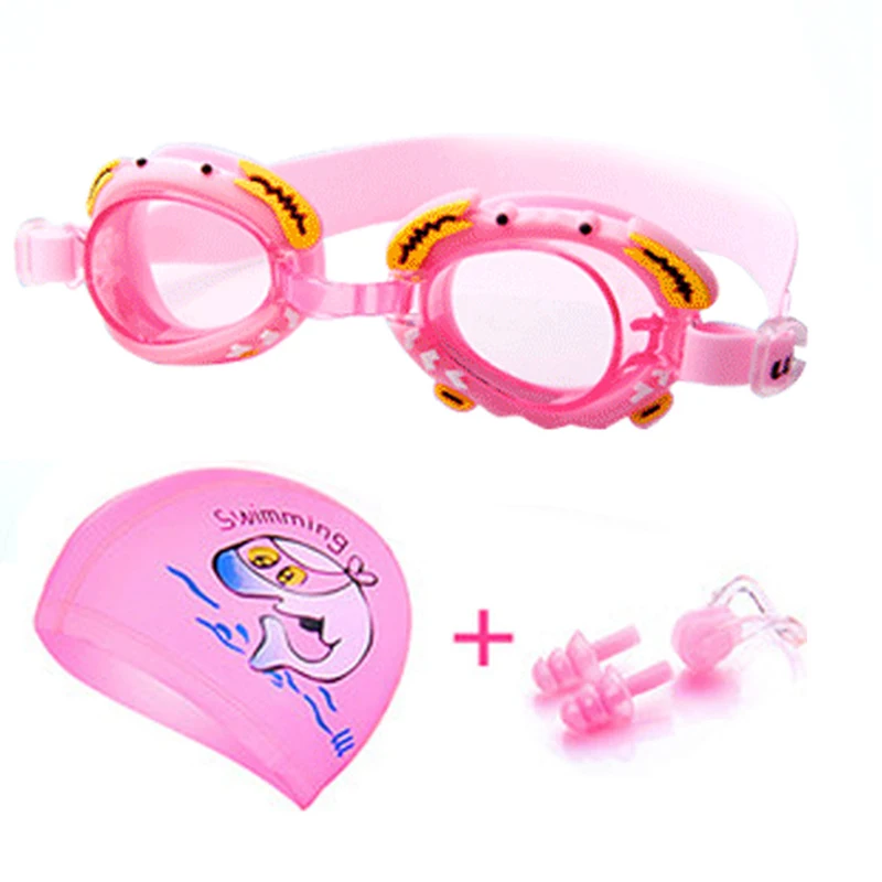 

Kids Swimming Goggles Set Silicone Nose Clip Ears Plug Cartoon Printed Cap Kit Swimming Accessories for Boys Girls BHD2