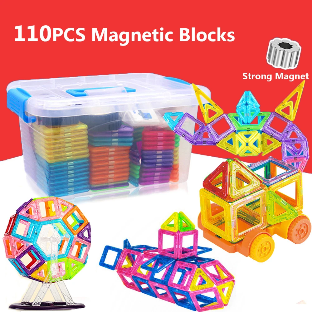 

Magnetic Building Blocks 110pcs DIY Magnetic Designer Construction Set 3D Assemble Bricks Magnet Toys For Children Gifts