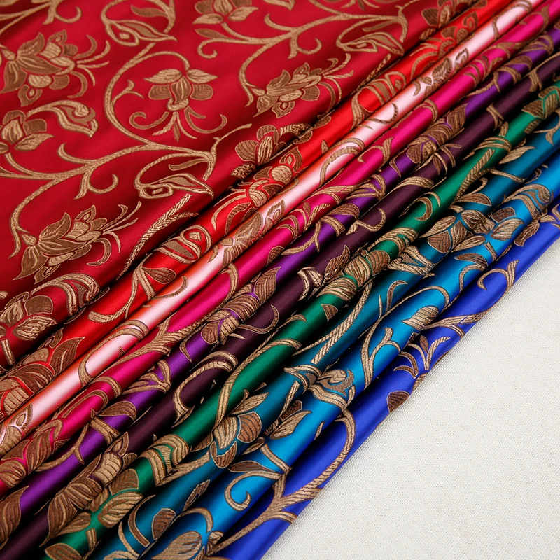 

Chinese Vintage flower brocade jacquard nylon fabrics for sewing cheongsam and kimono table runner DIY design material