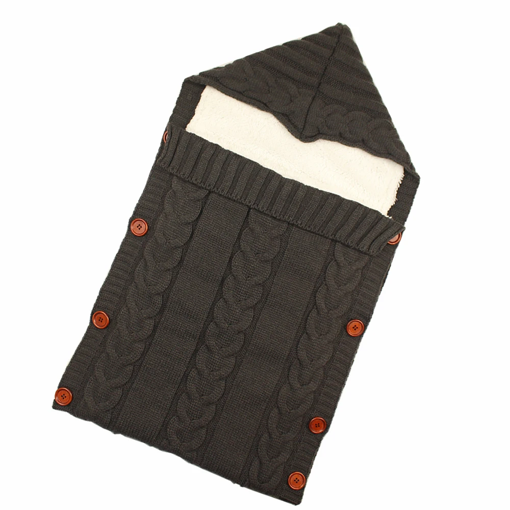 Спальные мешки для новорожденных; зимняя теплая муфта для ног; хлопковое вязаное одеяло; спальный мешок; шерстяной спальный мешок на кнопках; пеленка для коляски