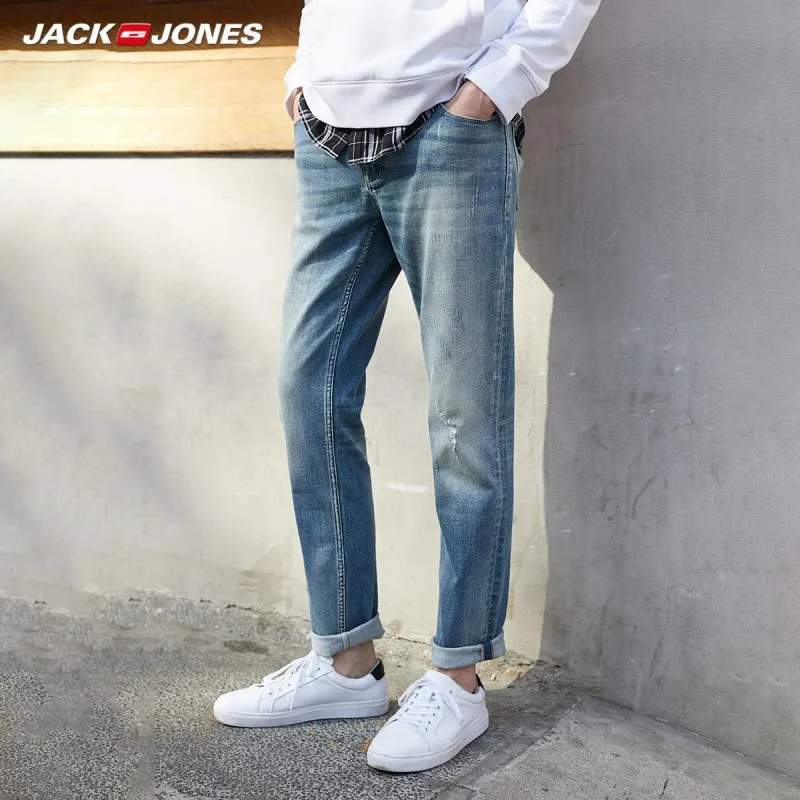 Мужские облегающие прямые джинсы JackJones модные хлопковые базовая Мужская одежда