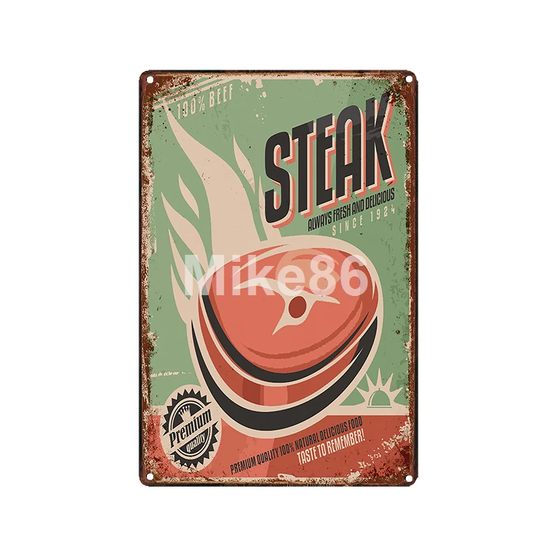 [Mike86] морепродукты стейк пивная ферма яйца металлический постер античный магазин