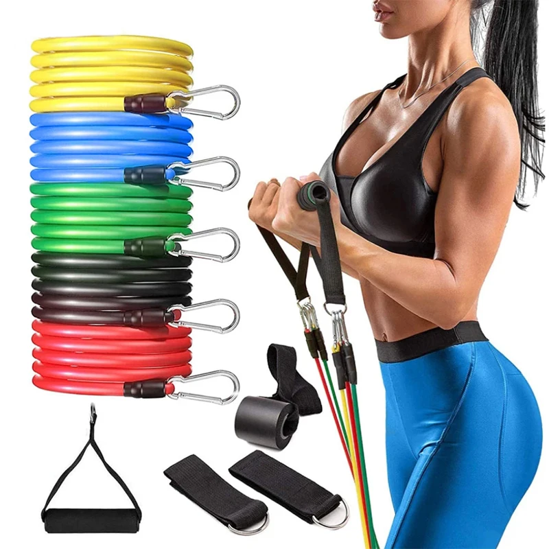 

11Pcs/Set Latex Tube Resistance Bands Exercise Door Fitness Pull Rope Elastic Gym Expander Muscle Strength Training Equipment