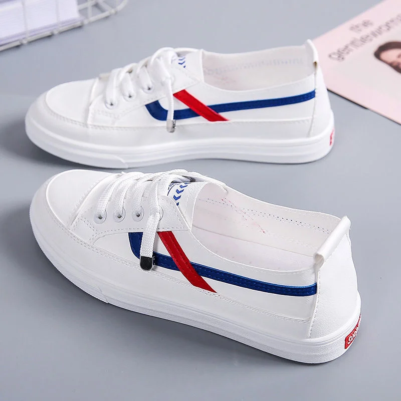 

2021 Summer Lace-up White Shoes For Women Flat Shoes Outdoor Female Breathable Comfort White Board Casual Shoes Women Sneakers