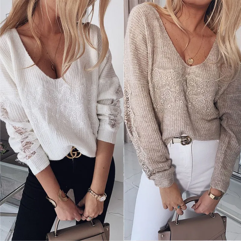 YELITE новинка женский сексуальный вязаный свитер с открытыми плечами Осень-зима