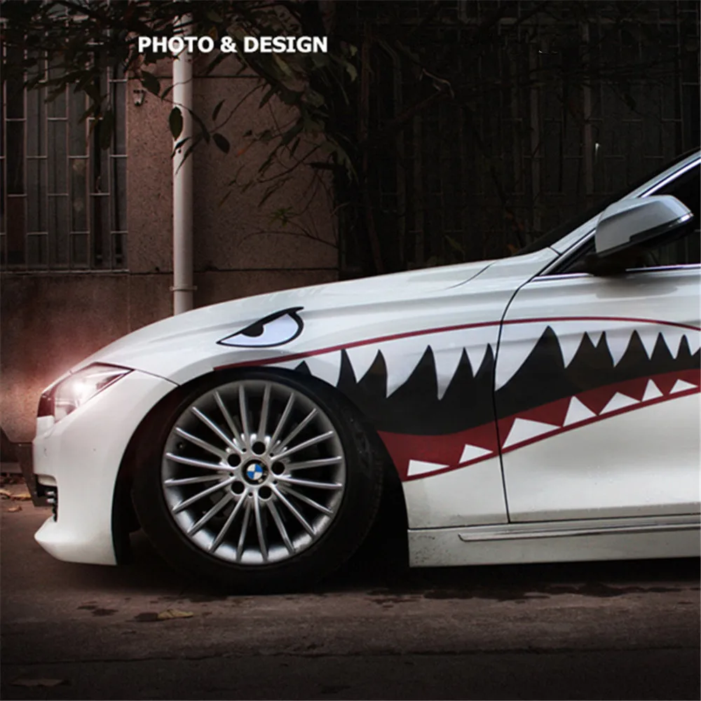 

Светоотражающая виниловая наклейка на авто, для боковой двери, 1 пара, красный, серый, зуб акулы, зубы, наружная Декаль