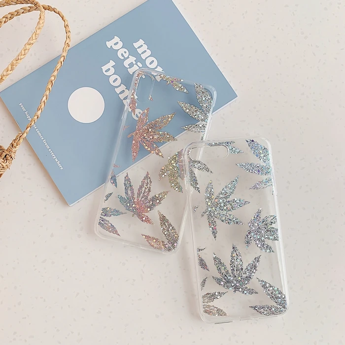

Luxury Fashion Glitter Gold Leaves Soft Case For iPhone 11 Pro X XS Max XR 8 7 Plus 6 6S Plus Bling Clear Phone Back Case Cover