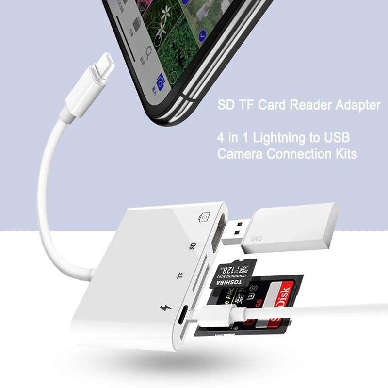 

4 в 1, USB OTG адаптер Lightning на TF SD-карту