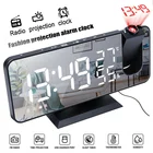 Цифровой светодиодный Будильник, настольные часы, электронные настольные часы, USB пробуждение, FM-радио, проектор времени, функция повтора, 2 будильника