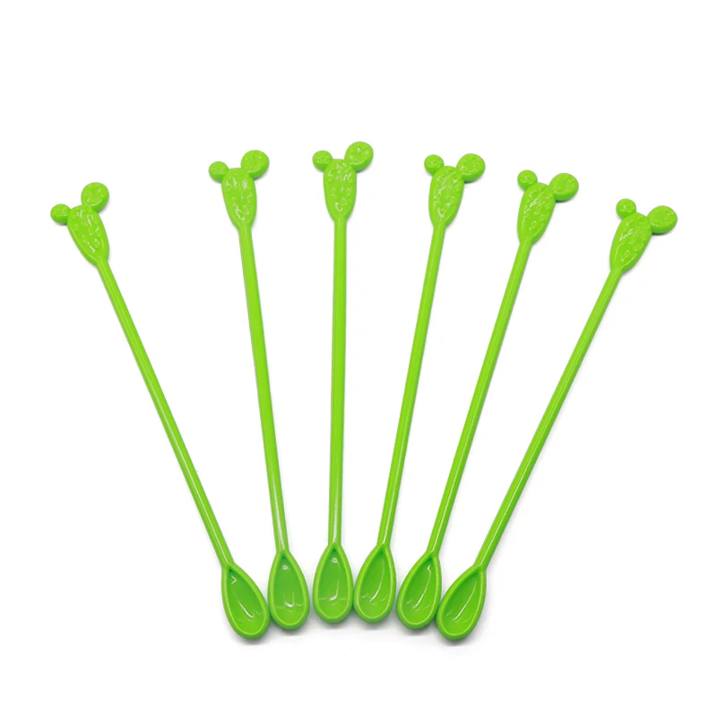 Light Green 1 6 шт./компл. Кофе ложки с длинной ручкой Мёд ложки перемешать цветочные горшки для цветов, Пластик Чай комбинированных ложек и вилок мороженого десертные ложки, столовая посуда - Цвет: Light Green 1