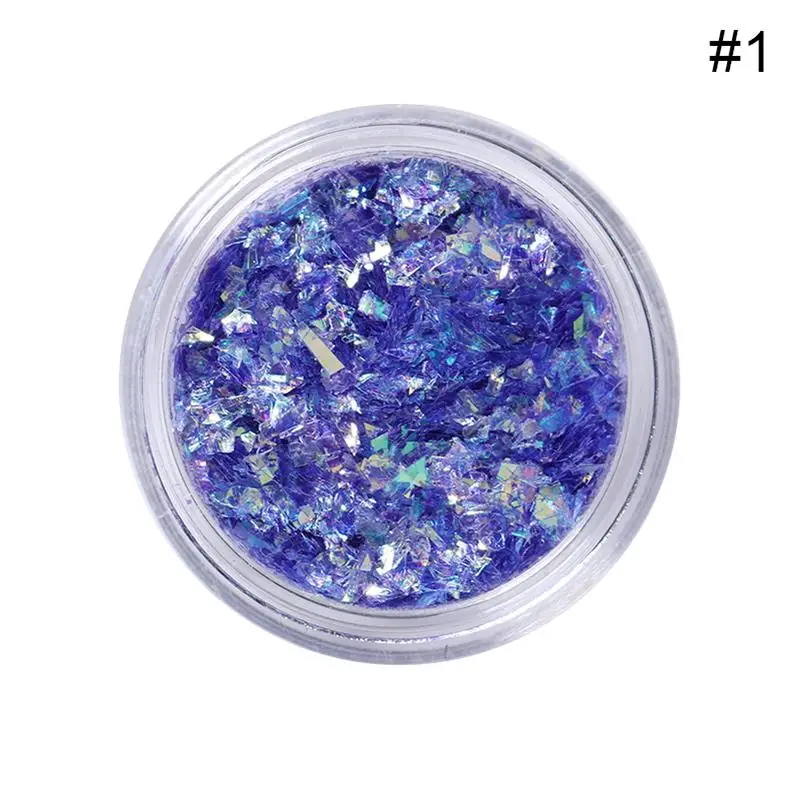 Blue-01 1 коробка шампанского Золотой неровный фрагмент метеорита для ногтей Серебристые красные листы Micas для дизайна ногтей 3D украшения ногтей блестки - Цвет: Blue-01