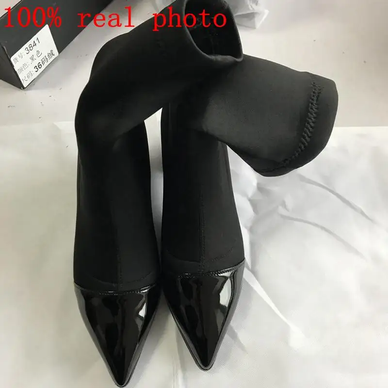 ASILETO большой размер 43 тянущиеся тканевые ботильоны заостренный носок молния