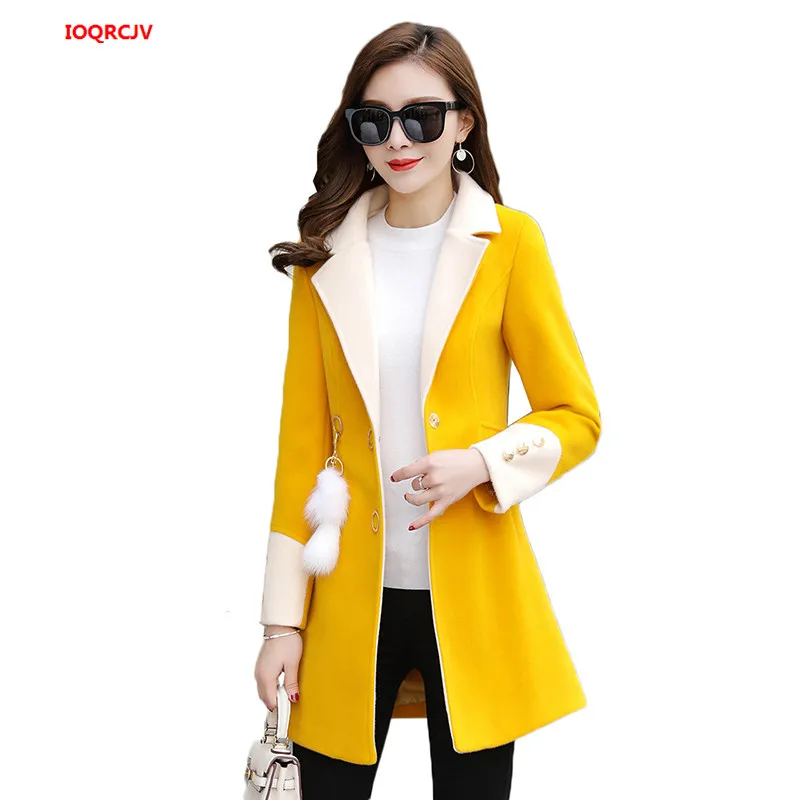 

Autumn Winter Suits Jacket Women Overcoat Plus Size Wool Coat High Quality Female Long Elegant Blends Woolen Coat Thicked 1595