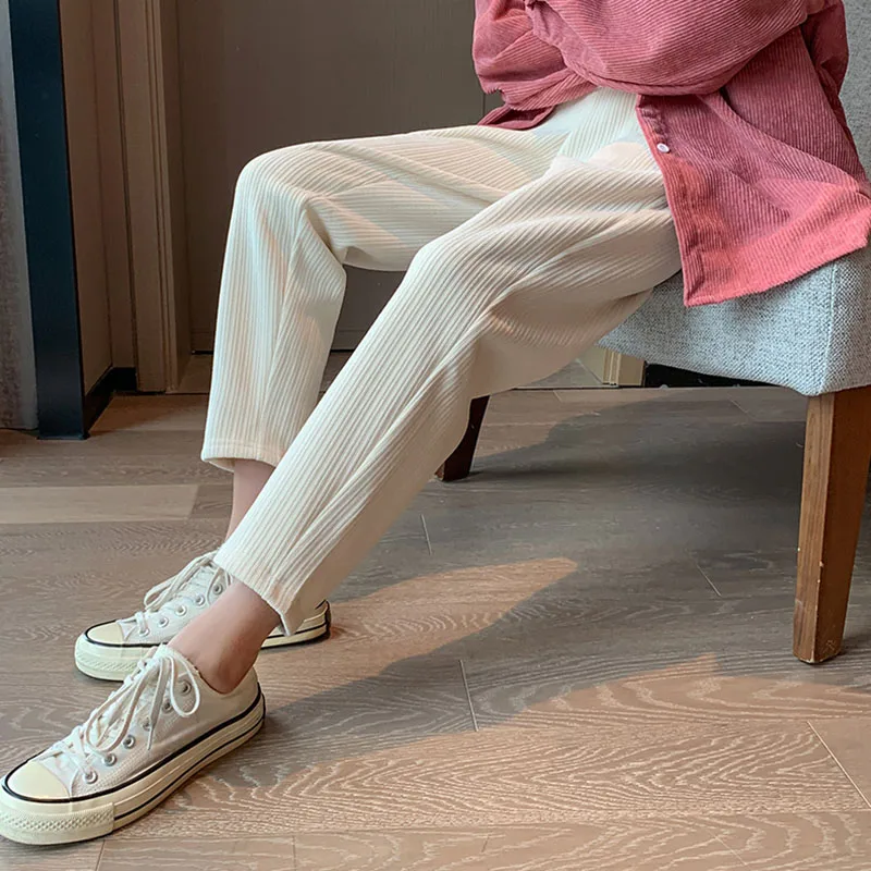 

Lucyever Autumn Winter Corduroy Pants Women Casual Elastic High Waist Thicken Warm Trousers Large Size S-5XL Pencil Pants Female