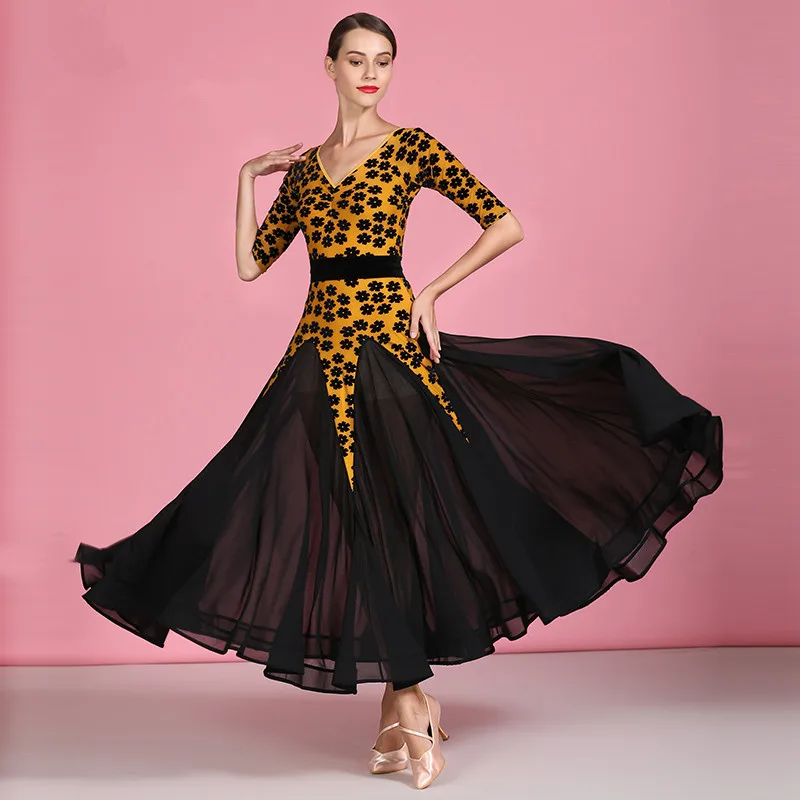 

Женский костюм для бальных танцев, женское платье для вальса, стандартные Бальные Танцевальные костюмы, костюм для танго, румбы, бархатное платье с юбкой, 1878