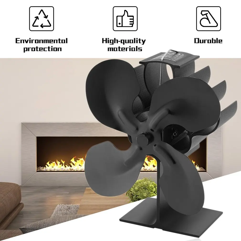 

4-Blade Heat Powered Stove Fan For Wood / Log Burner/Fireplace Environmental Protection Practical Stove Fan