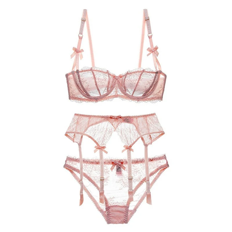 

Комплект нижнего белья Maison Gabrielle в французском ретро-стиле, 3 шт., бюстгальтер на косточках без подкладки, трусики, нижнее белье для женщин, се...