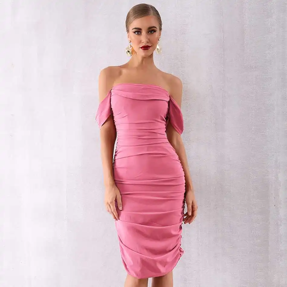 DressBird женское летнее Обтягивающее Платье vestidos сексуальное с открытыми плечами