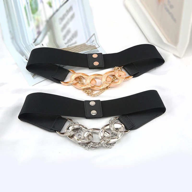 

1pc Personalized Fashion Chain Buckle New Ladies All-Match Clothing Accessories Fashion Decoration Elastic Belt Dress Belts