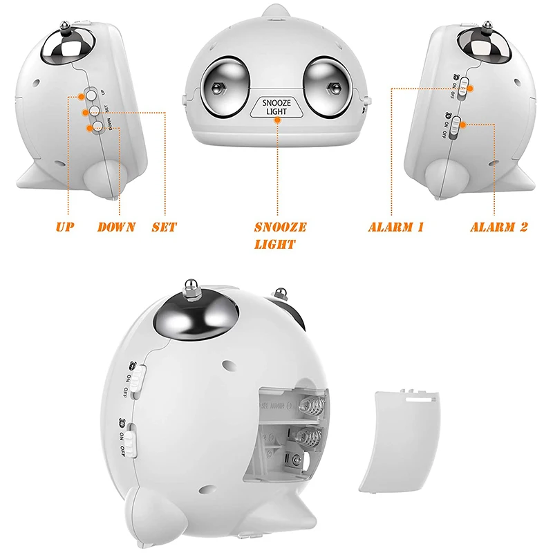AF88 Громкий будильник не тикающий прикроватный на батарейках с функцией повтора