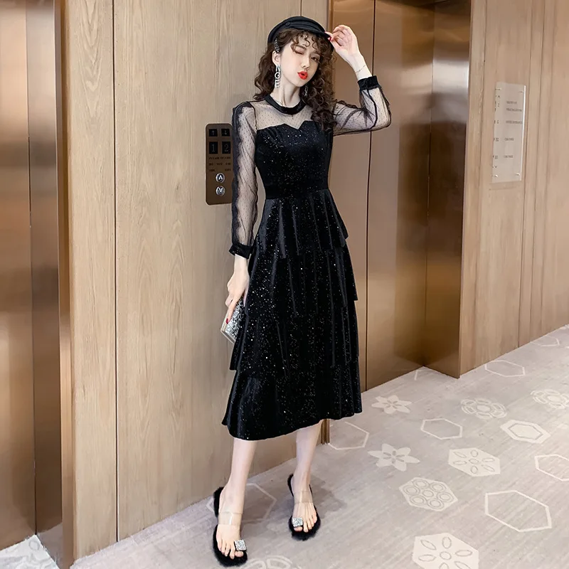 2020 Летняя женская обувь из сетчатого материала с каскадными оборками платье