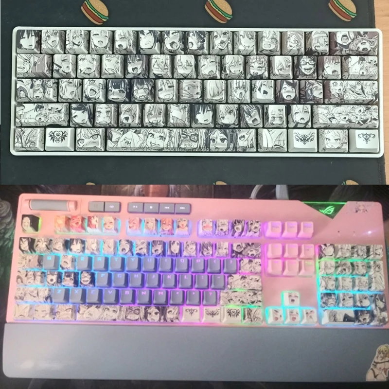 

PBT 108 key Ahegao Keycap Dye Sublimation OEM Profile Japanese Anime Keycap for cherry Gateron Kailh switch Mechanical Keyboard
