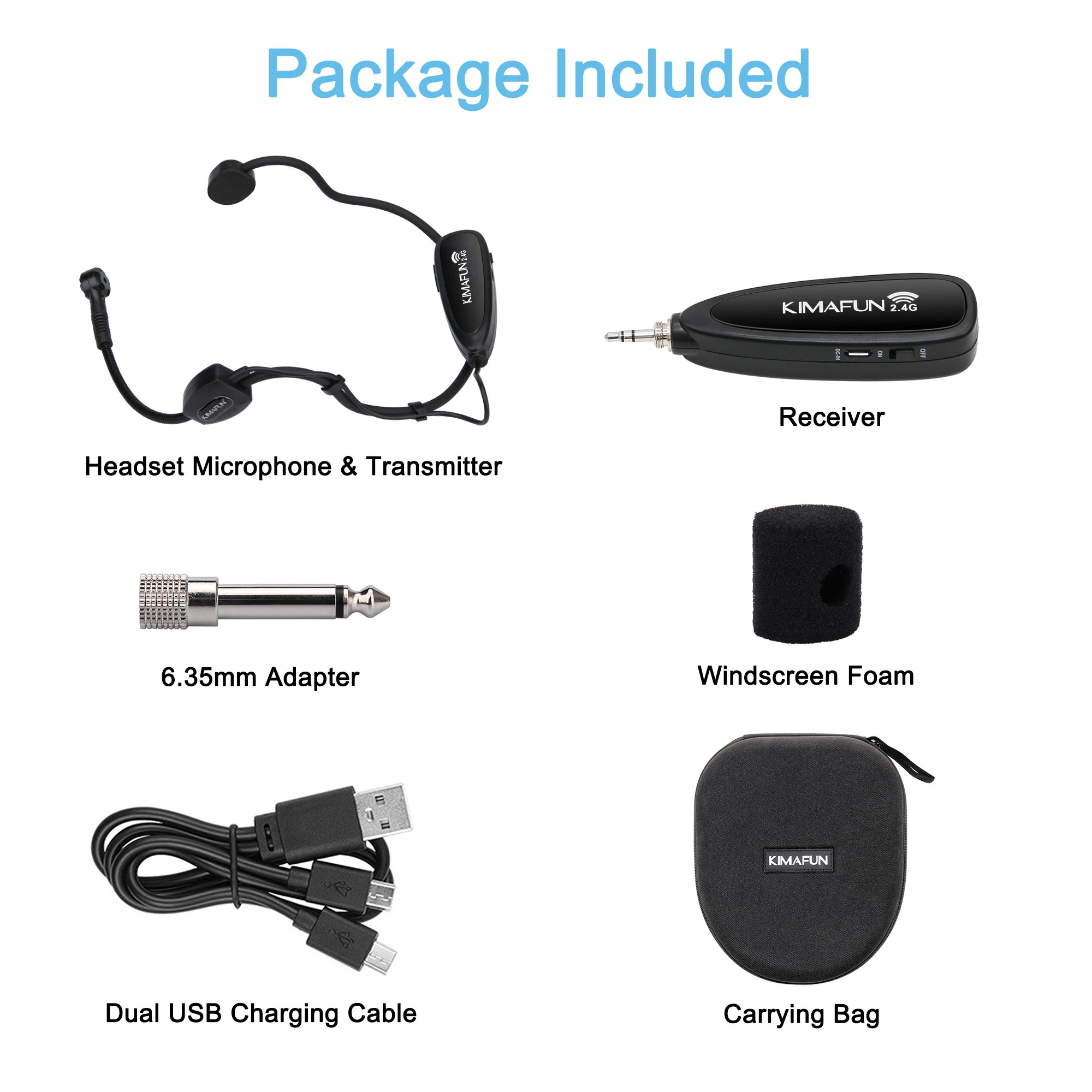 Беспроводная гарнитура KIMAFUN микрофонная система для iPhone DSLR-камеры PA-динамик Youtube