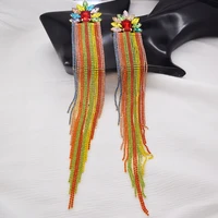 cuier rainbow 28cm long earrings for women fashion brand party queen luxury jewelry flash rhinestone chain tassel earring