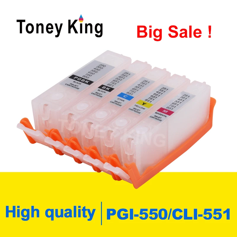 

Toney King Refillable Ink Cartridge For Canon PGI-550 CLI-551 PIXMA MG5450 MG5550 MG5650 MG6350 MG6450 MG6650 MG7150 Printer