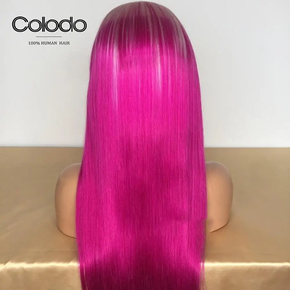 Парики из человеческих волос розовый цвет с детскими волосами бразильский Реми